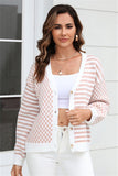 Plaid Patchwork Striped Cardigan Sweater Coat
