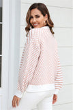 Plaid Patchwork Striped Cardigan Sweater Coat