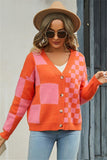 Patchwork Plaid Knit Coat for Women
