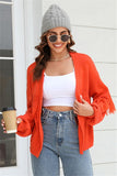 Fringed Short Knit Cardigan Sweater