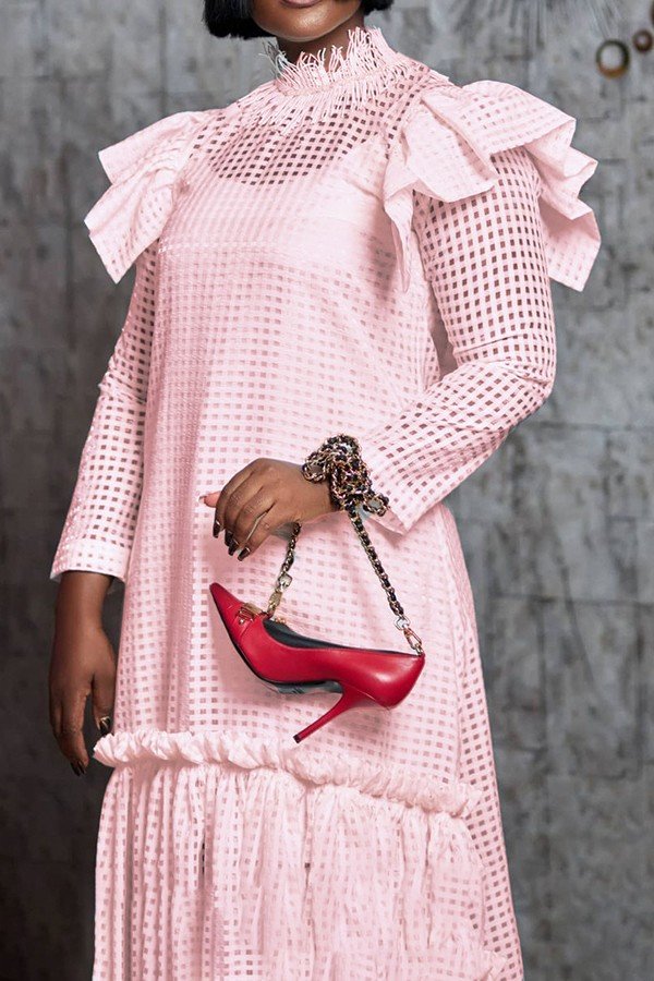 Chic Hollow-Out Long Sleeve Blouse and Halter Skirt Two-Piece Ensemble