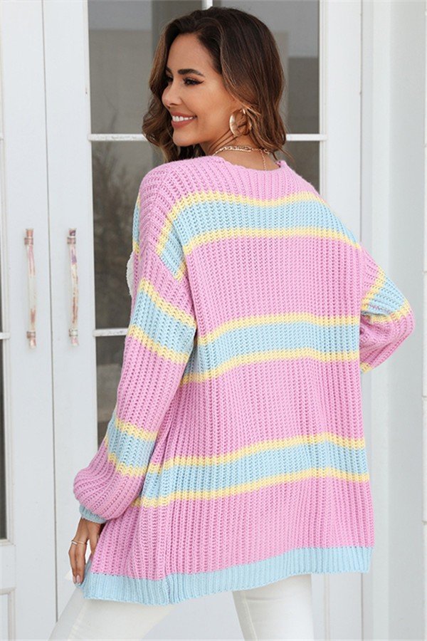 Vibrant Patchwork Cardigan Sweater for Trendy Style