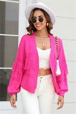 Fringed Short Knit Cardigan Sweater