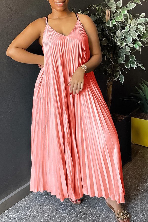 Chic Halter Neck Pleated A-Line Skirt