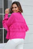 Fringed Short Knit Cardigan Sweater