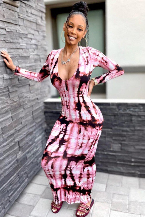 Vibrant Tie-Dye Long Sleeve Dress for Bold Fashionistas