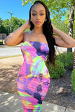Vibrant Summer Tie-Dye Strapless Dress