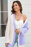 Vibrant Color Block Knit Cardigan Coat