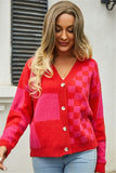 Patchwork Plaid Knit Coat for Women