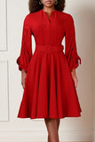 V-neck Adjustable Waist Pleated Plus-Size Dress