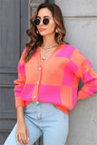 Chic Plaid Patchwork Sweater Coat