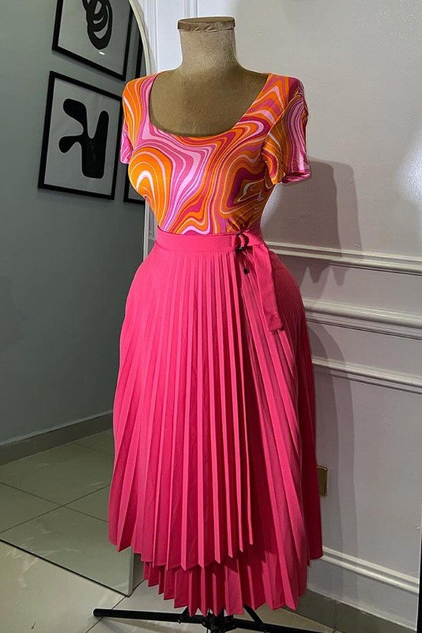 Chic High Waist Lace-Up Asymmetrical Midi Skirt