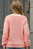 Chic Loose-Fit Two-Tone Knit Crew Neck Top