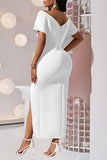 Elegant Bow Accent Hip-Wrap Dress with Split Design