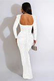 Elegant Long Sleeve Gauze Skirt Dress with Iron Drill Fabric
