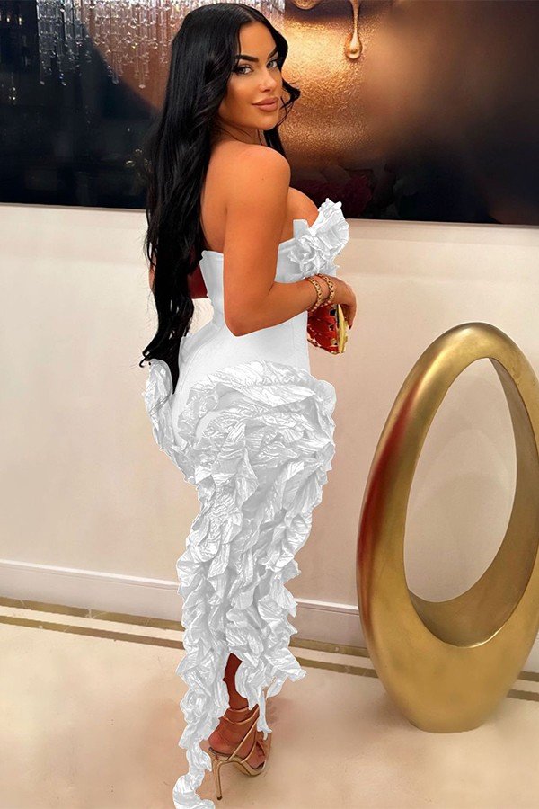 Strapless Peplum Evening Gown