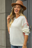 Chic Loose-Fit Two-Tone Knit Crew Neck Top