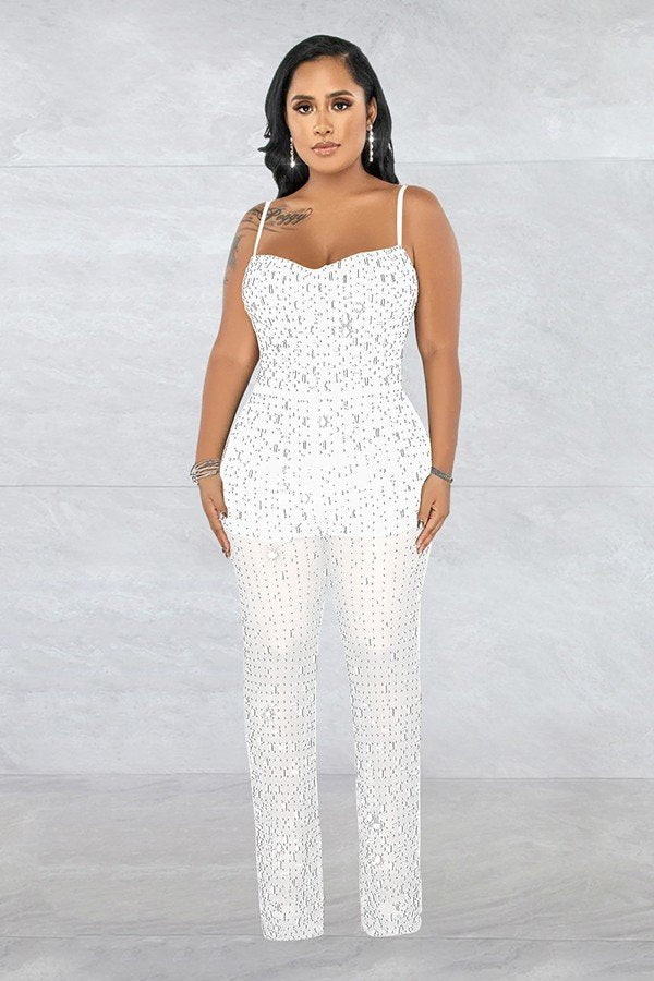 Chic Mesh Sleeveless Jumpsuit with Elegant Embroidery
