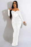 Elegant Long Sleeve Gauze Skirt Dress with Iron Drill Fabric