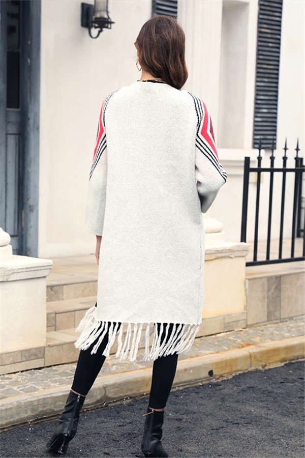 Fringe Knit Elegance Cardigan Coat for Women