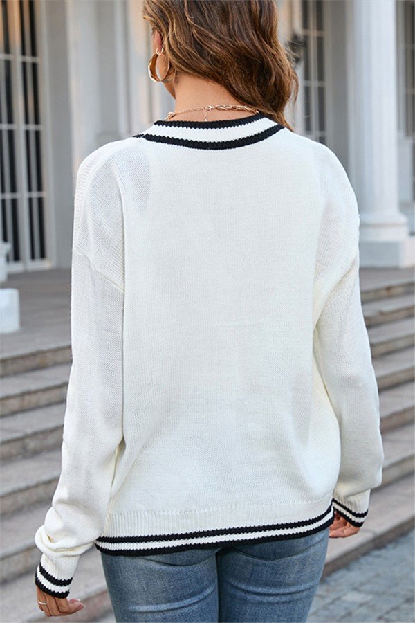 Chic V-Neck Button-Up Cardigan Sweater in Classic Colors