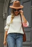 Chic Loose-Fit Two-Tone Knit Crew Neck Top