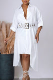 Chic Lapel Button-Up Shirt Dress in Solid Colors for Casual Elegance