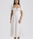 Chic Floral Halter Dress in White for Effortless Elegance