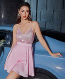 Glamorous Sequin Spliced Halter Dress for Stunning Nights