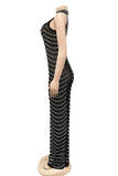 Alluring Backless Diamond Embellished Sheer Dress For Women