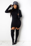 Chic Crewneck Long-Sleeved Dress with Zipper, Gloves, and Socks Set