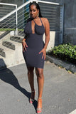 Seductive Sexy Slim Bag Hip Strap Hanging Neck Dress for Nights