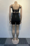 Sexy Lace-Up Patchwork Suspender Jumpsuit for Chic Nights