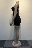 Sexy Lace-Up Patchwork Suspender Jumpsuit for Chic Nights