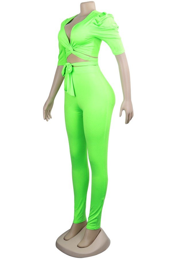 Elegant Sexy Fashion Deep V Lace-Up Slim Club Suit Outfit