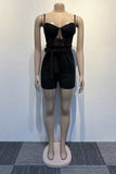 Sexy Lace-Up Patchwork Suspender Jumpsuit for Chic Nights