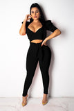 Elegant Sexy Fashion Deep V Lace-Up Slim Club Suit Outfit