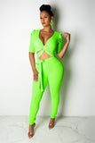 Elegant Sexy Fashion Deep V Lace-Up Slim Club Suit Outfit