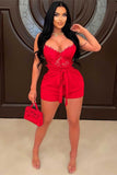 Sexy Lace-Up Patchwork Suspender Jumpsuit for Chic Nights