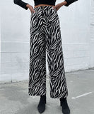 Chic Black Zebra-Print Trousers for Women