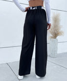 Women's Casual Black Slacks with Belt