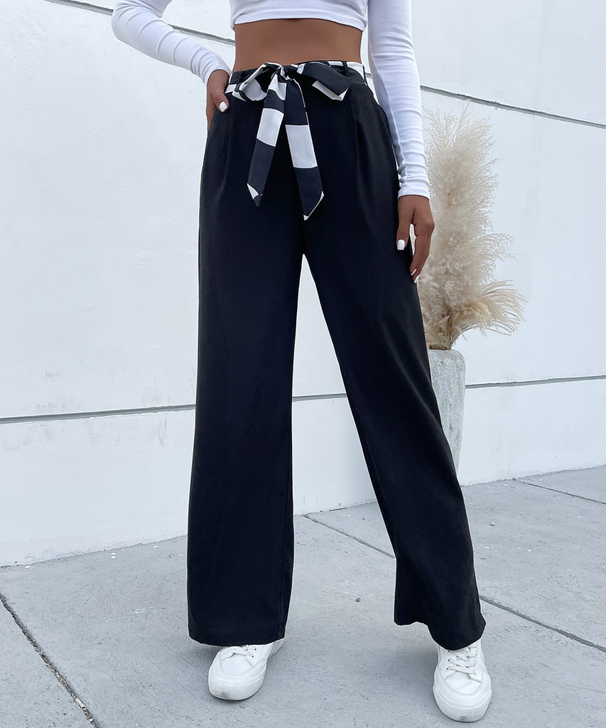 Women's Casual Black Slacks with Belt