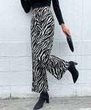 Chic Black Zebra-Print Trousers for Women
