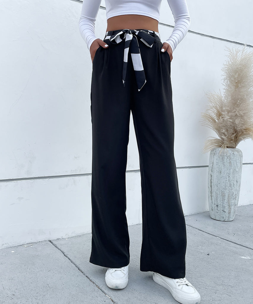 Women's Casual Black Slacks with Belt