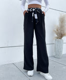 Women's Casual Black Slacks with Belt