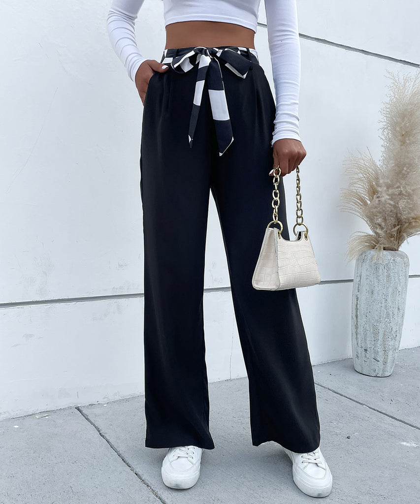 Women's Casual Black Slacks with Belt