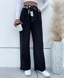 Women's Casual Black Slacks with Belt