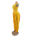 Sash Belt Pants and Sleeveless Fringe Top Set Bold Colors