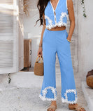 Mishaia Geometric Color Blocking Pantsuit – Relaxation and Vacation Trend