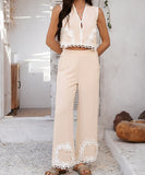 Mishaia Geometric Color Blocking Pantsuit – Relaxation and Vacation Trend